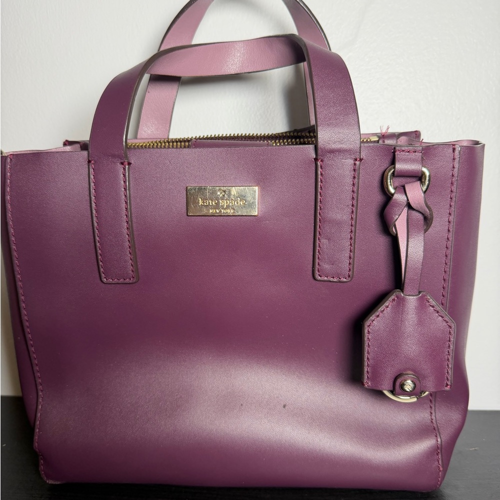 kate spade Plum Leather Tote with Top Handles